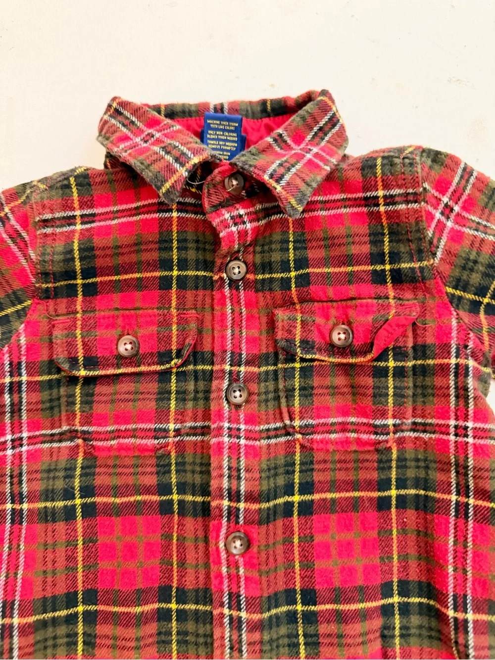 Oshkosh red plaid flannel one piece jumpsuit